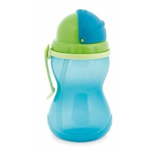 Canpol babies Sport itatóüveg szívószállal - kék/zöld 370 ml kép