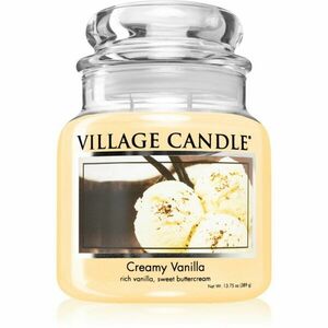 Village Candle Creamy Vanilla illatgyertya (Glass Lid) 389 g kép