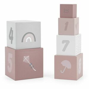 Label Label Stacking Blocks Numbers fakocka fából készült Pink 18m+ 1 db kép
