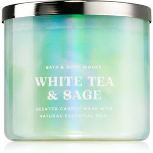 Bath & Body Works White Tea & Sage illatgyertya 411 g kép