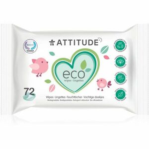 Attitude Eco nedves törlőkendők illatmentes 72 db kép