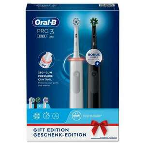Oral-B Pro 3 3900 2 darab elektromos fogkefe készlet - Fekete/Fehér kép