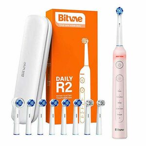 Rotary toothbrush with tips set and travel case Bitvae R2 (pink) kép