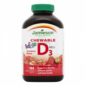 Jamieson D3-vitamin Kids rágótabletta - eper ízesítéssel gyerekeknek 100 db kép