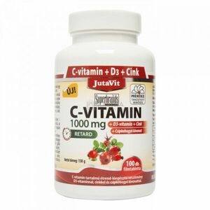 JutaVit C-vitamin 1000 mg csipkebogyóval + D3-vitamin + cink retard filmtabletta 100 db kép