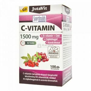 JutaVit C-vitamin 1500 mg csipkebogyó + acerola + D3 + cink filmtabletta 100 db kép