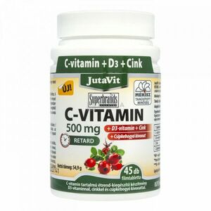 JutaVit C-vitamin 500 mg D3-vitamin +Cink +csipkebogyó kivonat retard filmtabletta 45 db kép