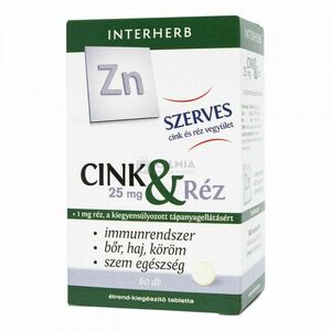 Interherb Szerves cink 25 mg & réz tabletta 60 db kép
