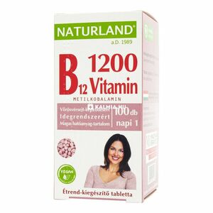 Naturland B12-vitamin 1200 mcg tabletta 100 db kép