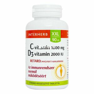 Interherb C-vitamin 1000 mg + D3-vitamin 2000 NE retard tabletta 90 db kép