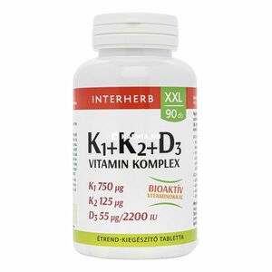 Interherb XXL K1 + K2 + D3 vitamin komplex tabletta 90 db kép