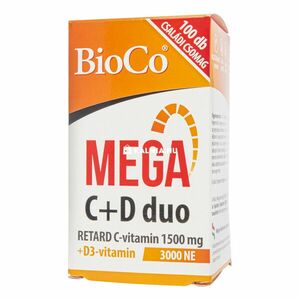 BioCo Mega C + D duo C-vitamin 1500 mg + D3-vitamin 3000NE retard filmtabletta 100 db kép
