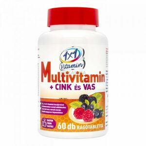 1x1 Vitamin multivitamin +Cink +Vas erdei gyümölcs ízű rágótabletta 60 db kép