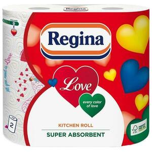 Konyhai Törlőpapír, 3 Rétegű - Regina Love Kitchen Roll, 2 tekercs kép