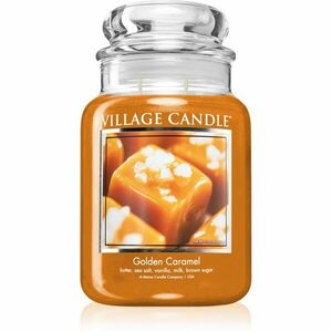 Village Candle Golden Caramel illatgyertya (Glass Lid) 602 g kép