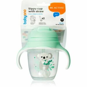 BabyOno Be Active Sippy Cup with Weighted Straw gyakorlóbögre szívószállal 6 m+ Koala 240 ml kép