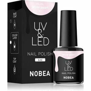 NOBEA UV & LED Nail Polish gél körömlakk UV / LED-es lámpákhoz fényes árnyalat White pearl #6 6 ml kép