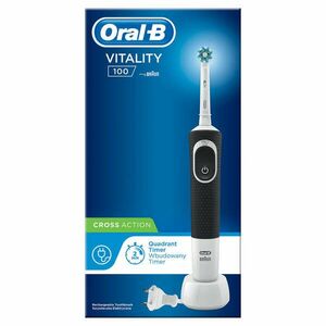 Braun Oral-B Vitality 100 CrossAction vezeték nélküli elektromos fogkefe, fekete-fehér kép