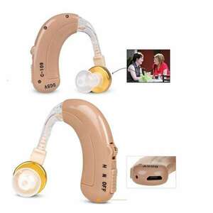 AXON hallókészülék (fül mögötti vezeték nélküli, hangerőszabályzó, hallást javító, zajszűrő, USB töltőkábel) BÉZS kép