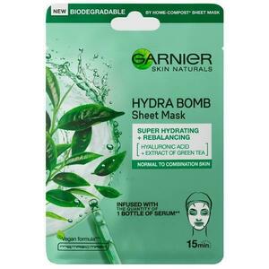 Hidratáló szövetmaszk zöld teával és hialuronsavval - Garnier Hydra Bomb Sheet Mask, 28 g kép