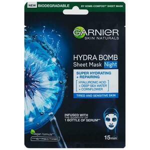 Intenzív hidratáló és helyreállító szövetmaszk búzavirág kivonattal és hialuronsavval - Garnier Skin Naturals Hydra Bomb Sheet Mask Night, 28 g kép