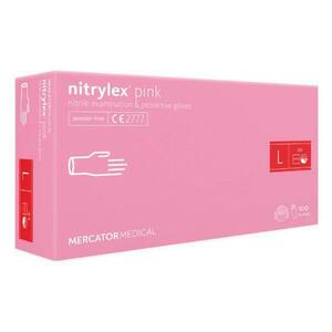 Rózsaszín vizsgálati kesztyű - Nitrylex Pink Nitrile Examination & Protective Gloves, L-es méret, 100 db kép