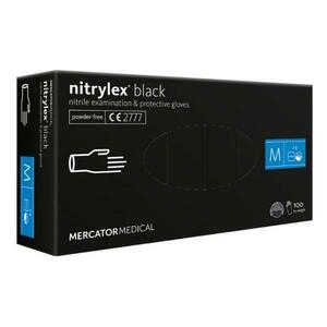 Fekete vizsgálati kesztyű - Nitrylex Black Nitrile Examination & Protective Gloves, M-es méret, 100 db kép