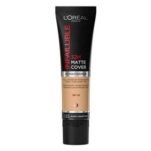 Mattító alapozó - L'Oreal Paris Infaillible 32H Matte Cover, 135-ös árnyalat Warm Undertone, 30 ml kép