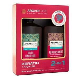 Szett sampon és balzsam keratinnal és argánolajjal minden hajtípusra - Arganicare Shampoo & Conditioner 2-in1 Keratin + Argan Oil, 1 csomag kép