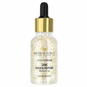 Szuper Szérum 24K Gold/Arany & Peptide/Peptid, Aranypelyhekkel + Matrixyl 2%, a szemkörnyéki és arckifejezési ráncokra - Bio Balance, 30 ml kép