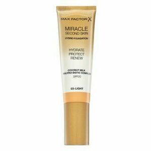 Max Factor Miracle Second Skin Hybrid Foundation SPF20 03 Light hosszan tartó make-up hidratáló hatású 30 ml kép