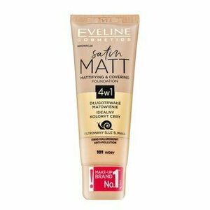 Eveline Satin Matt Mattifying & Covering Foundation 4in1 folyékony make-up matt hatású 101 Ivory 30 ml kép