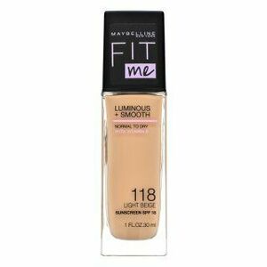 Maybelline Fit Me! Luminous + Smooth Foundation folyékony make-up az egységes és világosabb arcbőrre 118 Light Beige 30 ml kép