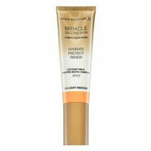 Max Factor Miracle Second Skin Hybrid Foundation SPF20 04 Light Medium hosszan tartó make-up hidratáló hatású 30 ml kép