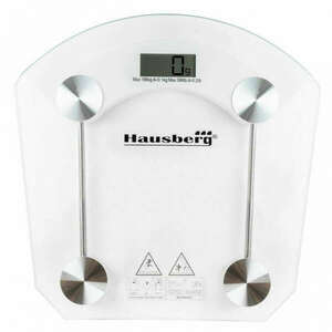 Mérleg Hausberg HB-6001C, 150 kg, Digitális, LCD kijelző, Üveg, Fehér kép