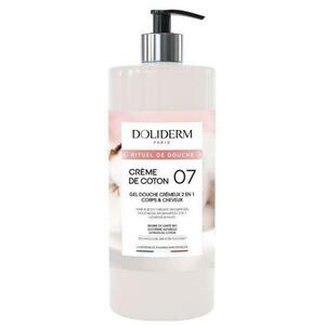 Tusfürdő és krémes sampon 2 az 1-ben pamut kivonattal - Doliderm Creme de Coton 07 Gel Douche Cremeux 2en1, 1000 ml kép