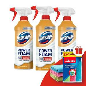 Domestos Power Hab spray Citrus Blast 3x435ml + Ajándék Vileda Törlőkendő kép