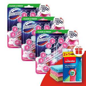 Domestos Power5 WC frissítő blokk Pink (9x55g) + Ajándék Vileda Törlőkendő kép