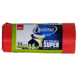 Piros háztartási zsákok - Sano Optima Super, 35 l, 15 db. kép