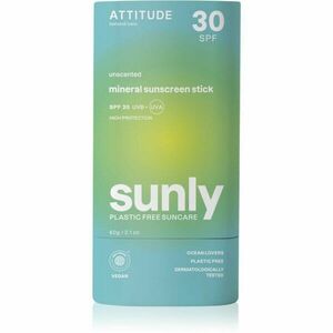 Attitude Sunly Sunscreen Stick ásványi napozó krém stift SPF 30 Unscented 60 g kép