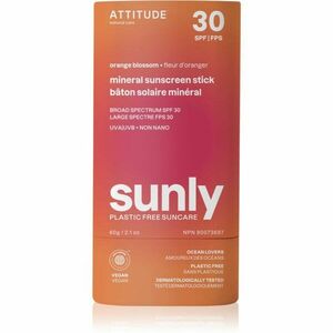 Attitude Sunly Sunscreen Stick ásványi napozó krém stift SPF 30 Orange Blossom 60 g kép