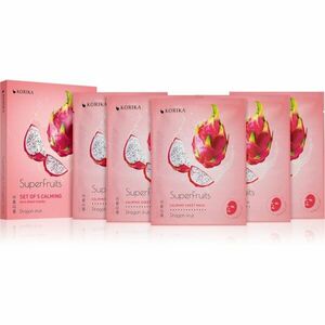 KORIKA SuperFruits Dragon Fruit - Set of 5 Calming Face Sheet Masks arcmaszk szett kedvezményes áron Dragon fruit(nyugtató hatással) kép