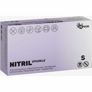 Espeon Nitril Sparkle Pearlescent Violet púdermentes nitrilkesztyű méret S 2x50 db kép