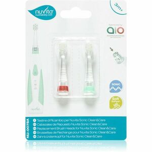 Nuvita Sonic Clean&Care Replacement Brush Heads tartalék fejek a szónikus elemes fogkeféhez újszülötteknek Sonic Clean&Care Small Red/Green 3 m+ 2 db kép