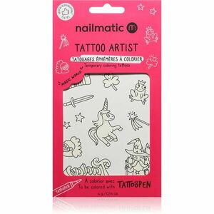 Nailmatic Tattoo Artist Temporary Coloring Tattoos tetoválás gyermekeknek 3 y+ Magic World 9x16, 3 cm kép