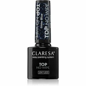 Claresa UV/LED Top Glitter No Wipe zselés fedő körömlakk csillogó árnyalat Glitter Blue 5 g kép