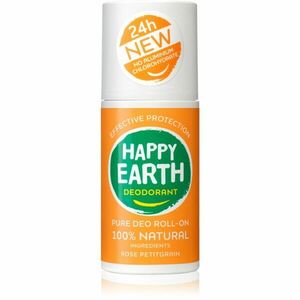 Happy Earth 100% Natural Deodorant Roll-On Rose Petitgrain golyós dezodor 75 ml kép