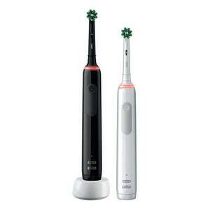 Oral-B Pro 3 3900 Elektromos fogkefe Duopack - Fekete/Fehér (2 db) kép