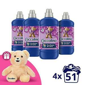 Coccolino Purple Orchid & Blueberries Öblítő koncentrátum 204 mosás (4x1275ml) + Ajándék Coccolino Maci kép