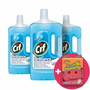 Cif Brilliance Ocean folyékony Tisztítószer 3x1l + Ajándék Scrub Mommy Szivacs kép